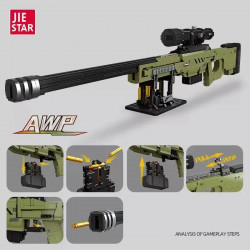 moc military super awp sniper rifle gun bricks toy 58022