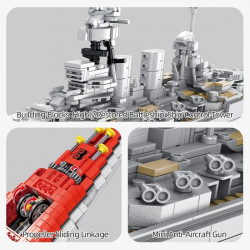 moc military uss hood battleship ww2 warship bricks toys