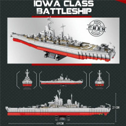 moc military uss iowa-class battleship warship bricks toys