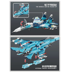 moc military ww2 aircraft su-27 fighter jet bricks toy