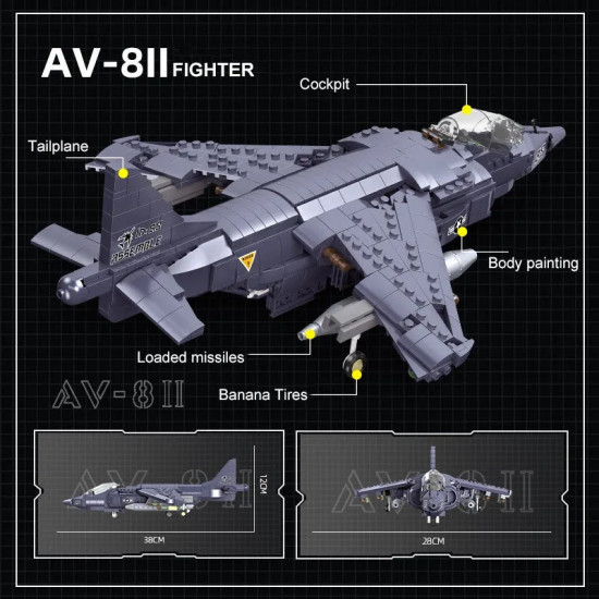 moc military ww2 av-8ii harrier attack aircraft plane bricks toys moc military ww2 av-8ii harrier attack aircraft plane bricks toys