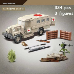moc military ww2 gaz-55 ambulance vehicle bricks kids toys