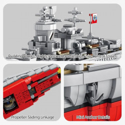 moc military ww2 german battleship warship bricks toys kids