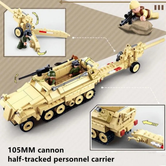 moc military ww2 half track cannon truck bricks toy moc military ww2 half track cannon truck bricks toy