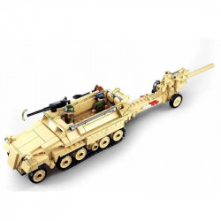 moc military ww2 half track cannon truck bricks toy