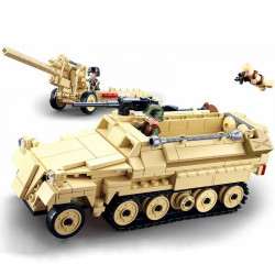 moc military ww2 half track cannon truck bricks toy