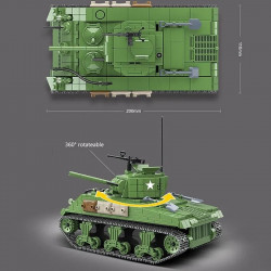 moc military ww2 m4a1 us army sherman tank bricks toy