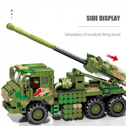 moc military ww2 mounted howitzer canon truck bricks toys