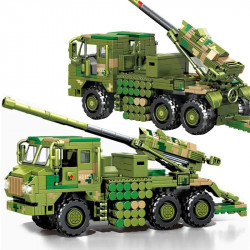 moc military ww2 mounted howitzer canon truck bricks toys