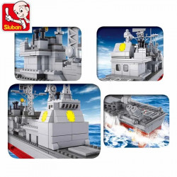 moc military ww2 navy cruiser warship bricks kids toy