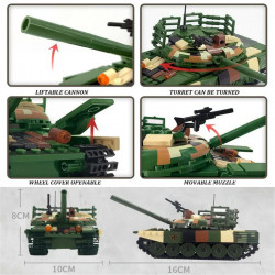 moc military ww2 t72 main battle tank bricks kids toys