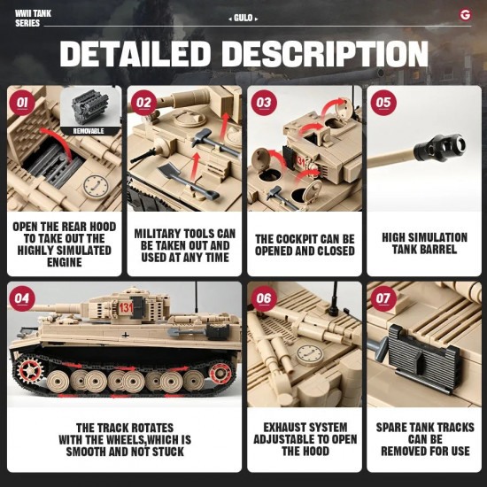 moc military ww2 tank 131 tiger heavy bricks toy moc military ww2 tank 131 tiger heavy bricks toy