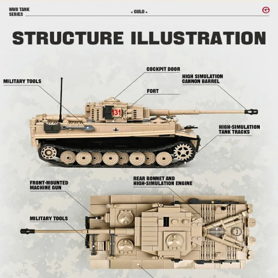 moc military ww2 tank 131 tiger heavy bricks toy moc military ww2 tank 131 tiger heavy bricks toy