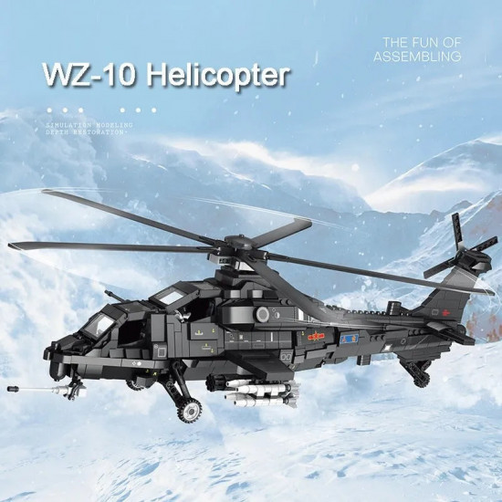 moc military wz-10 gunship attack helicopter bricks toy moc military wz-10 gunship attack helicopter bricks toy