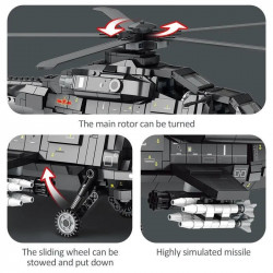 moc military wz-10 gunship attack helicopter bricks toy
