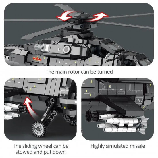 moc military wz-10 gunship attack helicopter bricks toy moc military wz-10 gunship attack helicopter bricks toy