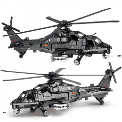 moc military wz-10 gunship attack helicopter bricks toy