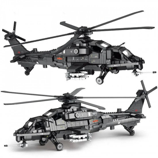 moc military wz-10 gunship attack helicopter bricks toy moc military wz-10 gunship attack helicopter bricks toy