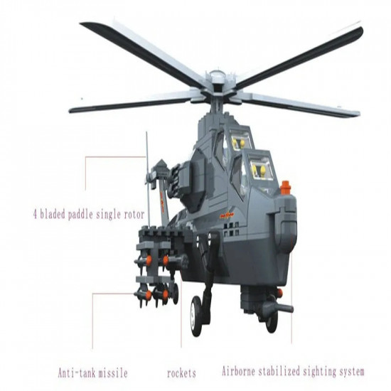 moc military wz-10 gunship helicopter bricks kids toys moc military wz-10 gunship helicopter bricks kids toys
