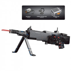 moc motorized burst light machine gun bricks toy 15003