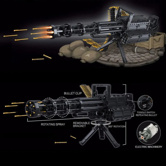 moc motorized military gatling gun cannon bricks toy 86001 moc motorized military gatling gun cannon bricks toy 86001