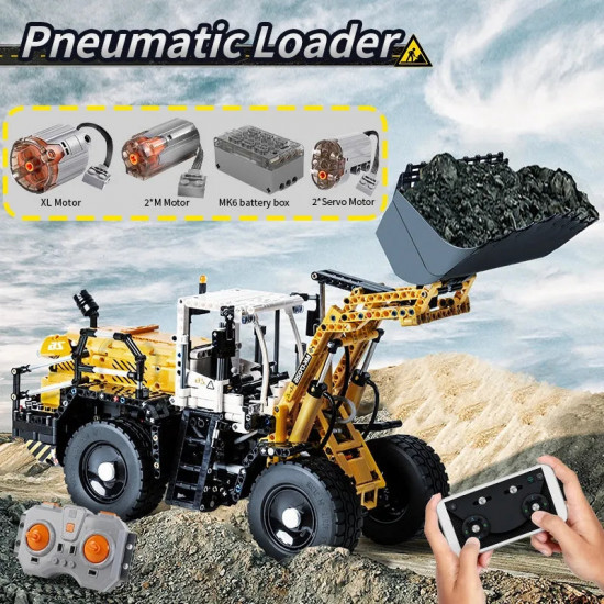 moc motorized pneumatic loader excavator truck bricks toys moc motorized pneumatic loader excavator truck bricks toys