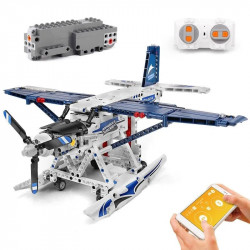 moc motorized rc amphibious fire plane bricks toy 15014