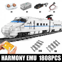 moc motorized rc app high-speed crh2 train bricks toy
