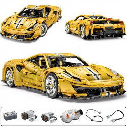moc motorized rc ferrari 488 racing car bricks toys 61057