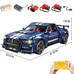 moc motorized rc shelby gt500 classic racing car bricks toy
