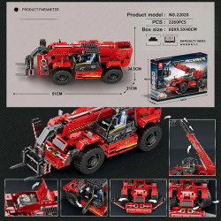 moc motorized telescopic arm forklift truck bricks toy