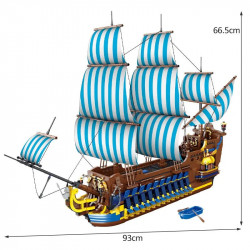 moc pirates caribbean blue sail ship bricks toys
