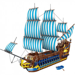 moc pirates caribbean blue sail ship bricks toys
