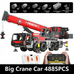 moc rc app motorized mobile crane truck bricks toy