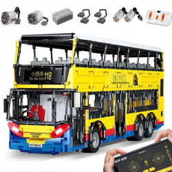 moc rc motor double decker bus bricks toys qc015