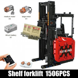 moc rc motorized app reach shelf forklift truck bricks toys