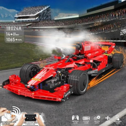 moc rc motorized f1 red furious racing car bricks toy 18024a