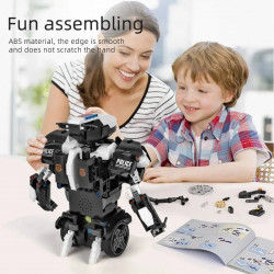 moc stem rc police balance robot app bricks toy