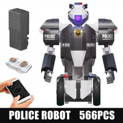 moc stem rc police balance robot app bricks toy