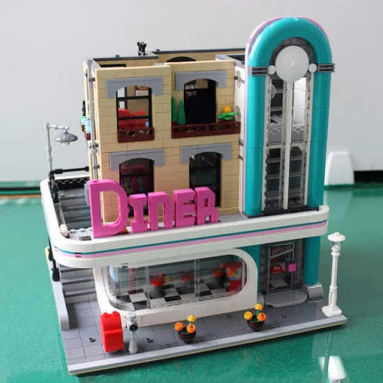 moc street expert city downtown diner bricks toy 15037 moc street expert city downtown diner bricks toy 15037