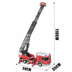 moc tech motorized rc ladder truck rescue fire engine bricks toy