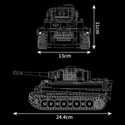 moc ww2 motorized rc heavy tiger battle tank bricks toy