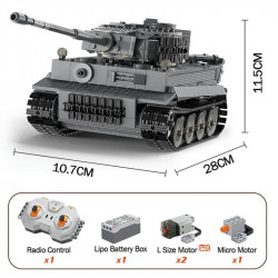 moc ww2 motorized rc tiger battle tank bricks toy