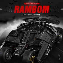 motorized moc tech dark knight rambom car bricks toys