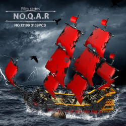 pirates of caribbean moc red pirate ship bricks toy
