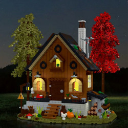 street city expert moc forest cabin house led bricks toys 031072