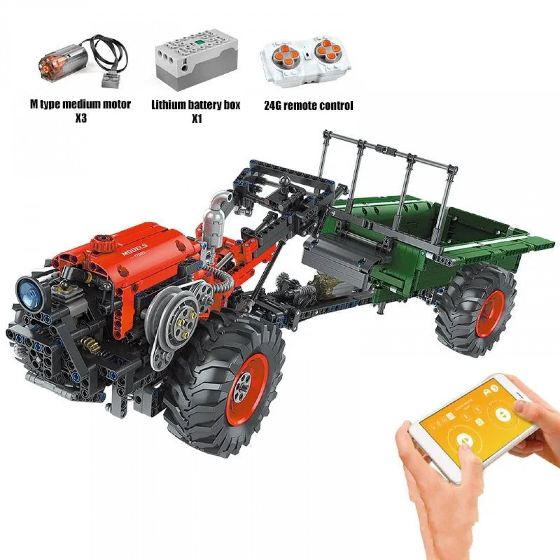 tech moc 17005 app motorized rc farm tractor bricks toy - tech-moc ...