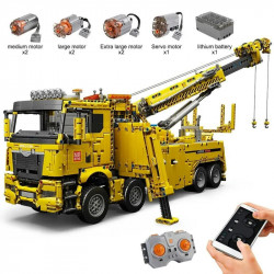 tech moc 17028 app rc fire service rescue truck bricks toy