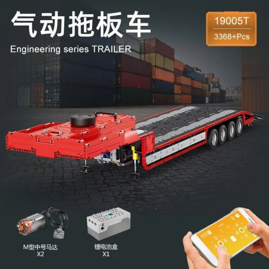 tech moc 19005t app rc low deck trailer truck bricks toys tech moc 19005t app rc low deck trailer truck bricks toys