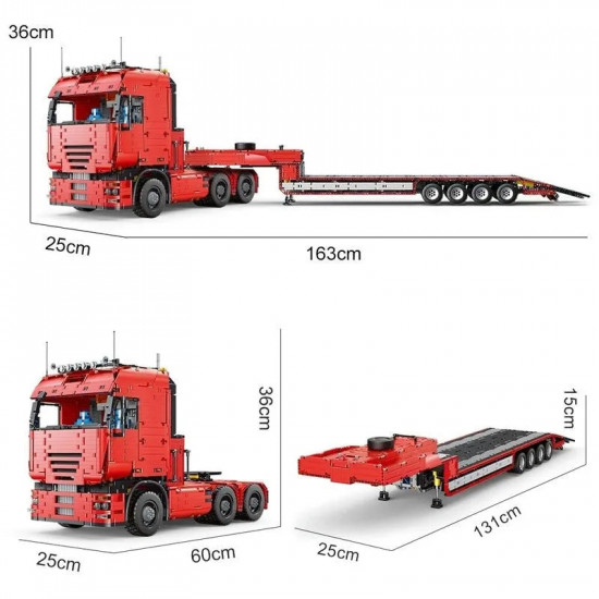 tech moc 19005t app rc low deck trailer truck bricks toys tech moc 19005t app rc low deck trailer truck bricks toys